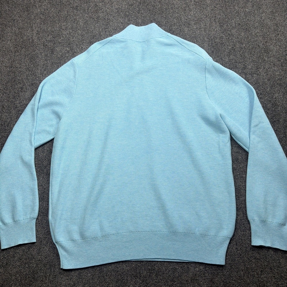 POLO RALPH LAUREN Sweater Mens XL 1/4 Zip Mock Neck Pullover Pima Cotton Blue - Picture 8 of 8